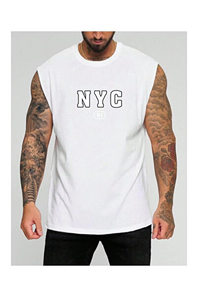 bellanova Printed Sleeveless Tshirt Men's Zero Sleeve Clothing Sportswear Ove...