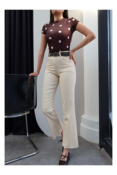 ESRAHELVACI Τζιν μαμά με κομμένα τελειώματα στα πόδια και ζώνη