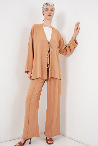 Bigdart Γυναικείο Σετ Παντελονιού Κιμονό Ayrobin Δύο Τεμαχίων 6739 - Μπισκότο