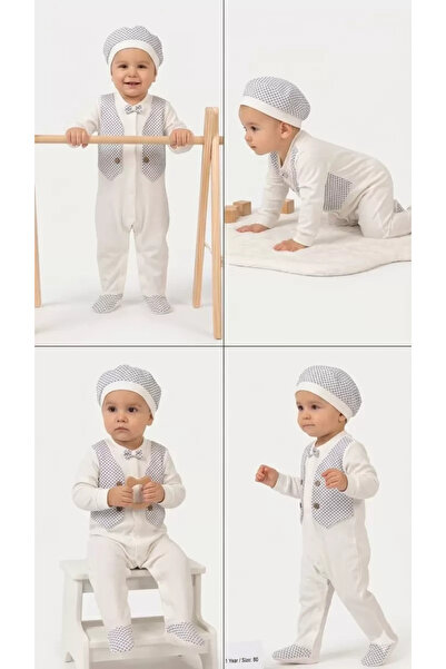 DMR Elegance 3/12 Month Baby Romper with Hat and Vest