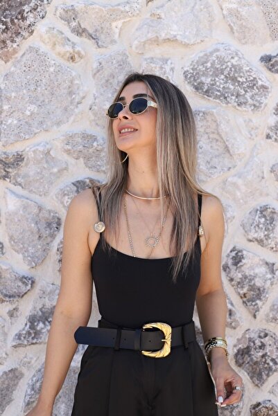 bytugcekaya Black Strap Detail Bodysuit