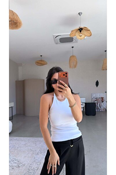 Buket Teke Λευκό Ριμπάνα Αθλητικό Μπλουζάκι Χωρίς Πλάτη Dlv