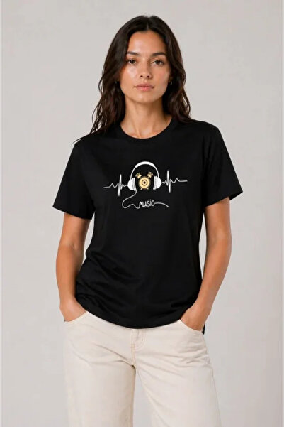 DRESSIFY WOMEN’S FASHION Μπλουζάκι με μουσικό θέμα και στάμπα, με κοντό μανίκ...