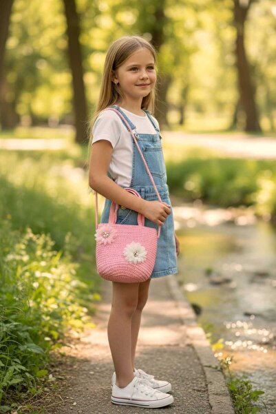 Aware Time Ψάθινη τσάντα χιαστί για κορίτσια με αξεσουάρ