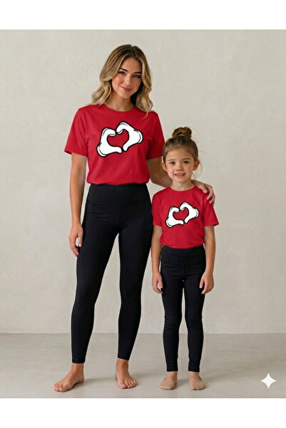 VODEXA Set de tricou și colanți pentru mamă și fiică, 100% bumbac, elastic, c...
