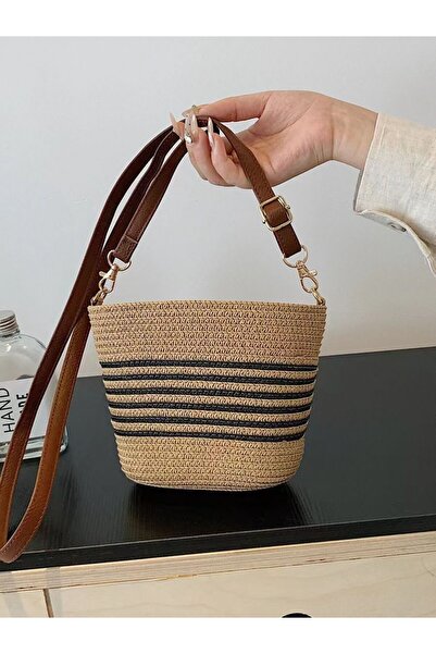 sumoda Γυναικεία ψάθινη τσάντα με λεπτομέρειες
