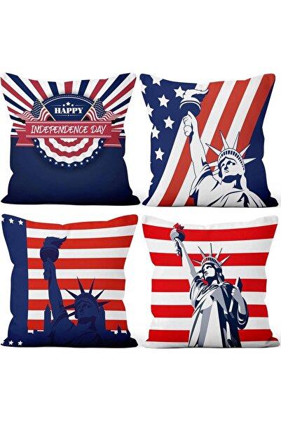 Other Aoihrraan Σετ 4 Μαξιλαροθηκών, με σχέδιο Αμερικανικού Αγάλματος της Ελε...