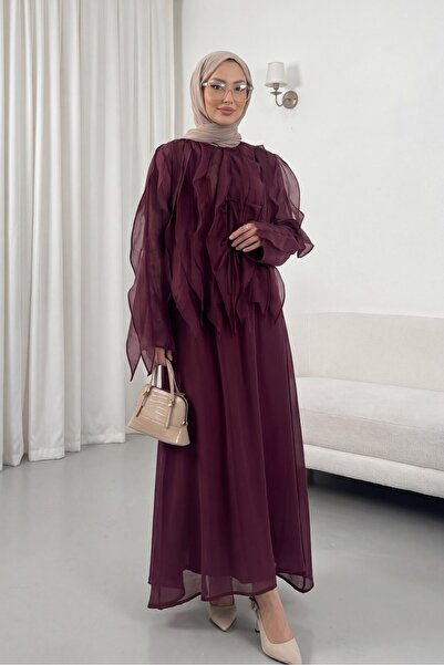 HİJABAYA Σετ Cupra με ασύμμετρη κοπή, βολάν και επένδυση, δεμένο στο μπροστιν...