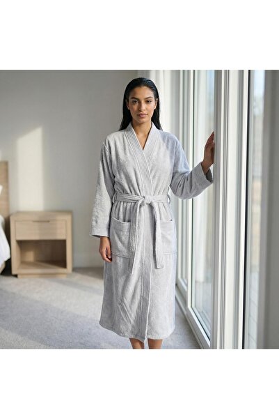 Donetella Unisex Bathrobe L Size , Kimono Collar, Absorbent Quick Dry Microfi...
