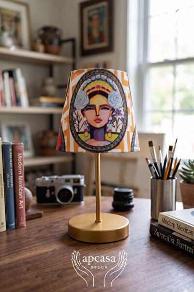 APCASADECOR Pop Art Mini Masa Lambası Abajur Gold Pvc Metal Gövde