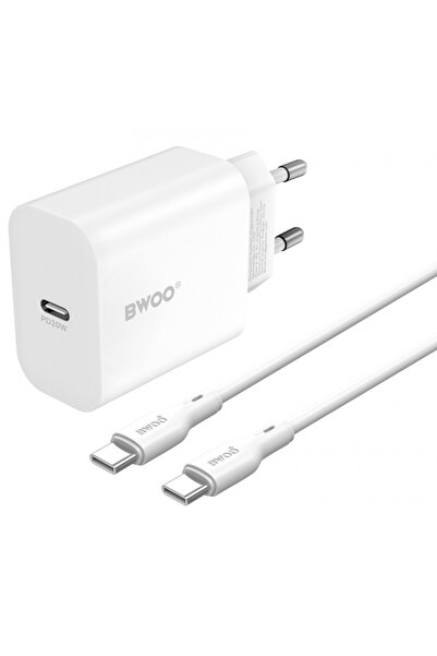Bwoo Incarcator Retea Cu Cablu USB-C CDA233, 20W, 3A, 1 x USB-C, Alb