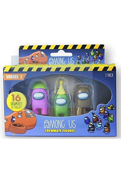 AMONG US مجموعة شخصيات كروميت ثلاثية القطع، بتصميم صندوق نافذة