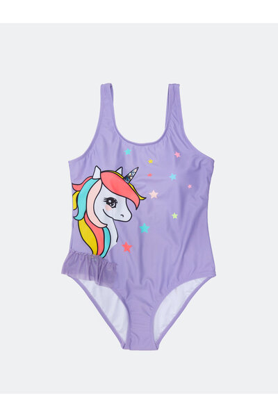 LC Waikiki Costum de baie pentru fete, imprimat, din material flexibil