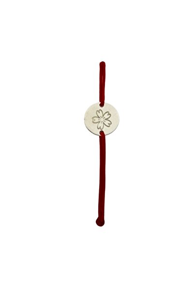 OEM Martisor Bratara ornamentala, Cu finisaj argintiu mat, Snur impletit Rosu...