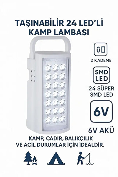 AYACO 24 LED USB Şarjlı Kamp Lambası 6V 3Ah Akülü 80 Saat Işıldak Taşınabilir...