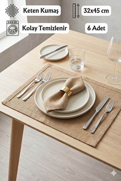 Jungolica Pet Products Linen Fabric Placemat Set of 6 Pieces 32X45 cm – Easy ...