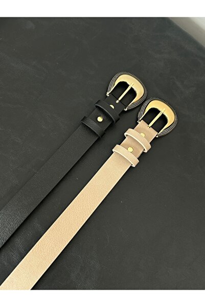 LİA KEMER Μοντέλο με 2 αγκράφες σε ανοιχτό μαύρο χρυσό χρώμα