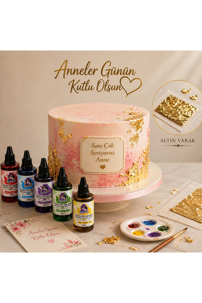 By Paster Anneler gününe özel 5’li set Su bazlı Likit Gıda boyası 60 gr ve İm...