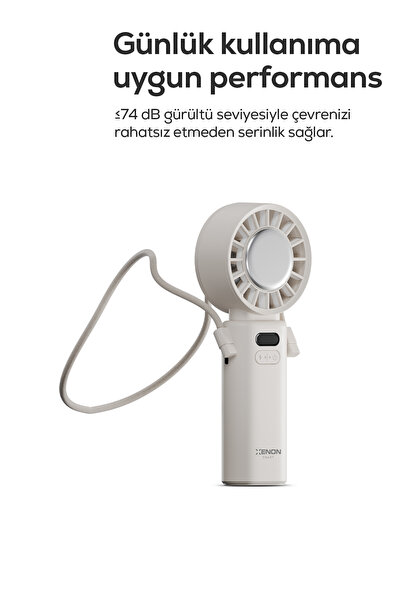 Xenon Smart Peltier Buz Soğutmalı El Vantilatörü | 100 Kademe, 3600mAh, 8300 RPM, USB-C, Askılı (Beyaz-X6111)