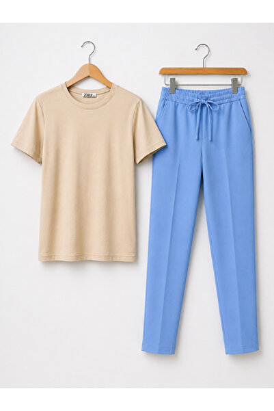 one depot only for quality life Women's T-Shirt and Pants Set Blue
