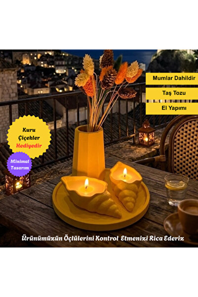 Dekoratif 5'li Sarı Renk Set Salon Balkon, Banyo İçin Hediyelik Bohem
