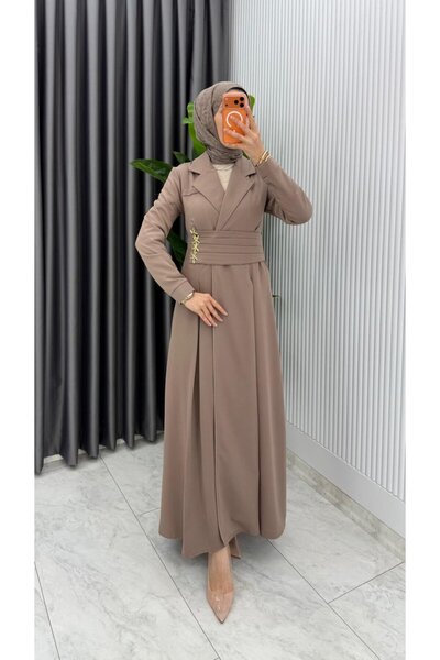 TARZ-I HAS BUTİK Vizon Premium Hülya Ferace Elbise Tesettür Giyim