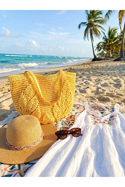 Meya design Luxury Knitted Summer Shoulder Bag - Vibrant Yellow, with Interna...