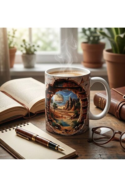 KADOREX DESIGN 3D Library Illusion Vintage Design Printed Mug