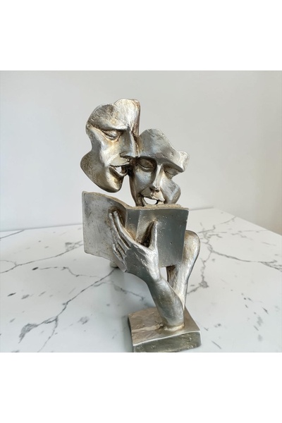 Aksu Avm Soyut Tasarım Okuyan Figürler Biblosu - Modern Sanat Temalı Ev Objesi