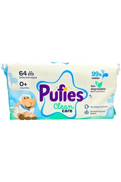 Pufies Clean&Care Υγρά Μαντηλάκια Μωρού, 99% Νερό, 64 Τεμάχια
