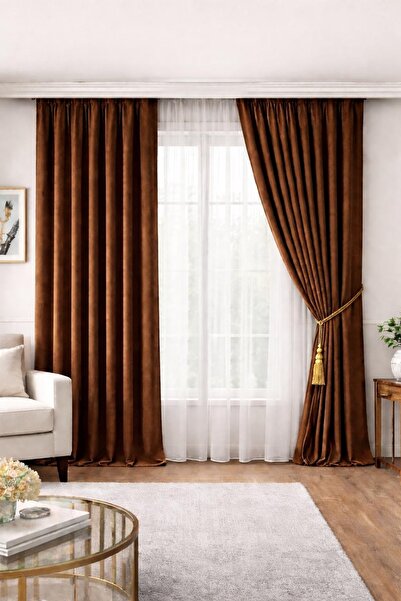 PERDEFONY Fon Perde 2 Adet Orta Pile Yükseklik Standart 250cm
