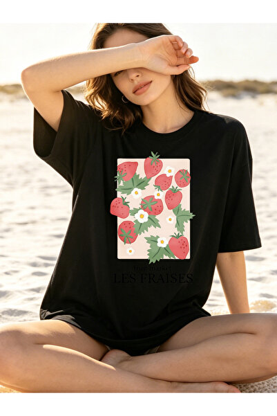Fleck Womens T Shirts Strawberry Pattern Casual Summer Style