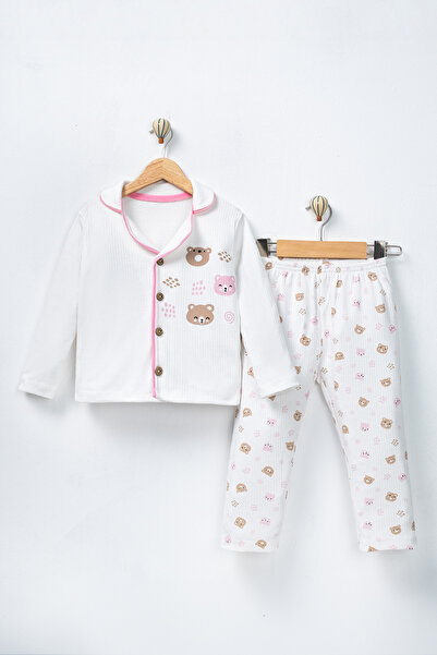 TWOO KİDS Baby Girl Top and Bottom Set Cotton Long Sleeve Pajama Set 100% Org...