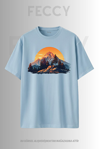 FECCY Tricou unisex supradimensionat cu imprimeu Sunset Hunter, pentru femei,...
