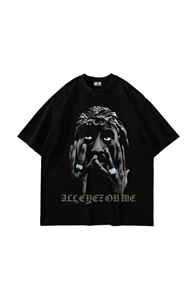 Bak Moda Μπλουζάκι All Eyez On Me v2 με στάμπα, υπερμεγέθη, unisex, μαύρο