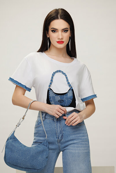 Fofy Tricou dama alb premium cu gentuta de blug