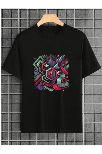 yeni tasarim Siyah Unisex Baskılı T-shirt Oversize