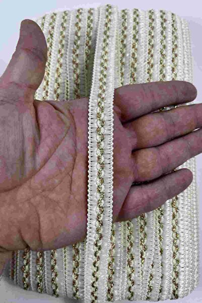 Hobigram Cream Gold Lpera Dense Knit Embossed Decorative Ribbon – Premium Rib...