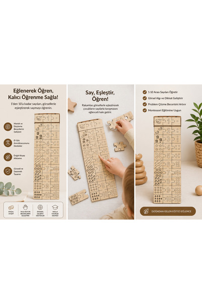 münzevi Montessori Ahşap Sayı-Nesne-Şekil Eşleme Yapboz/ Sayı Sayma Öğrenme E...