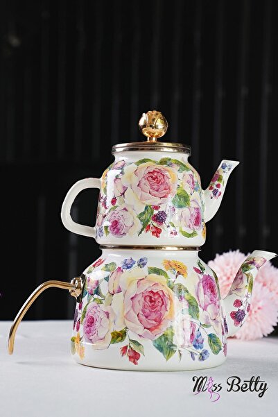 Saule Emaye Çaydanlık Rose Deluxe