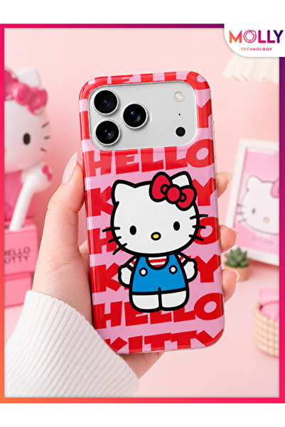 Molly iPhone 17 PRO MAX İçin Pembe Hello Kitty Desenli Silikon Kılıf