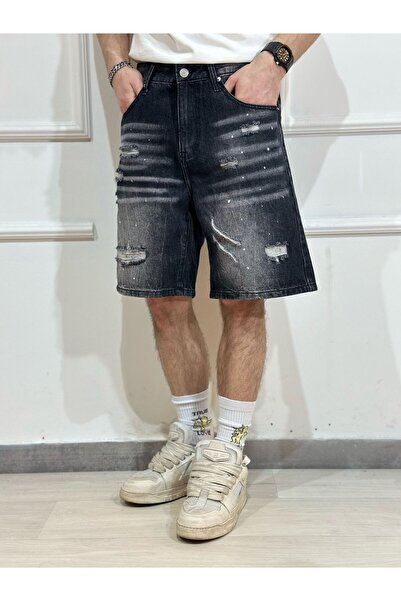Urban Collection Προπλυμένα φαρδιά τζιν σορτς Urbancollection