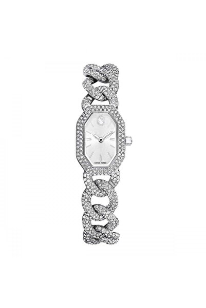Swarovski Dextera Zincir Saat İsviçre Üretimi Kristal Bileklik Gümüş Ton Pasl...