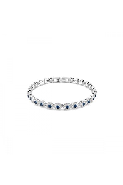 Swarovski Una Angelic Bileklik Ince Yuvarlak Kesim Mavi Rodyum Kaplama STD