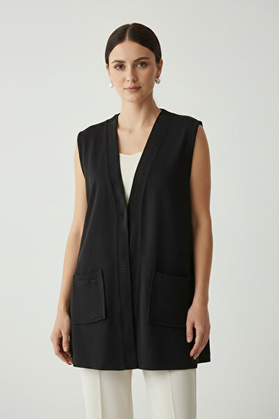 ENDAMIM Plus Size Boat Neck Sleeveless Pocketed Short Acrylic Steel Knit Knit...