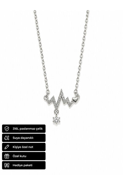 HER ŞEY NOTA www.herseynota.com Heart Detailed Heartbeat Women's Necklace 316...