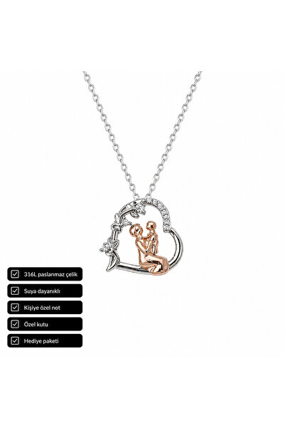 HER ŞEY NOTA www.herseynota.com قلادة نسائية بتصميم على شكل قلب من الفولاذ ال...