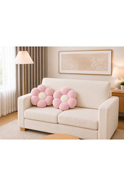 SEVHOME CONCEPT Soft Peluş Papatya Kırlent Dekoratif Yıkanabilir