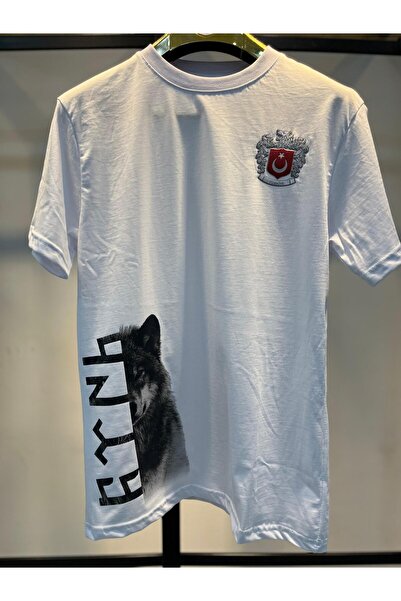 CLAW UP WORK Bozkurt ve Pvc Türkiye Arma Beyaz T-Shirt