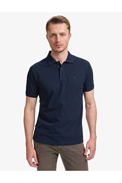 Pierre Cardin Lacivert Slim Fit %100 Pamuk Düğmeli Polo Yaka Basic Tişört 503...